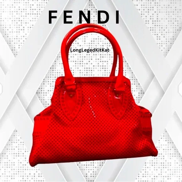 ‼️SOLD‼️Fendi Du Jour Red Perforated Leather Tote Bag and Wallet Bundle - Picture 2 of 8